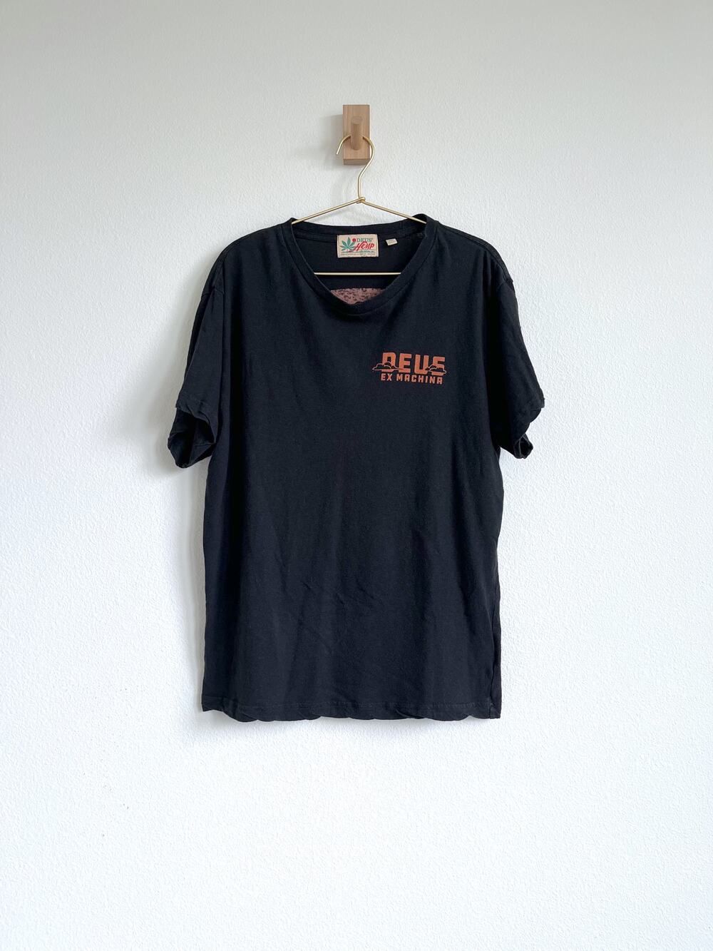 Deus Ex Machina Sprout Hemp Tee - Custom Motorcycles Shirt - Washed Black